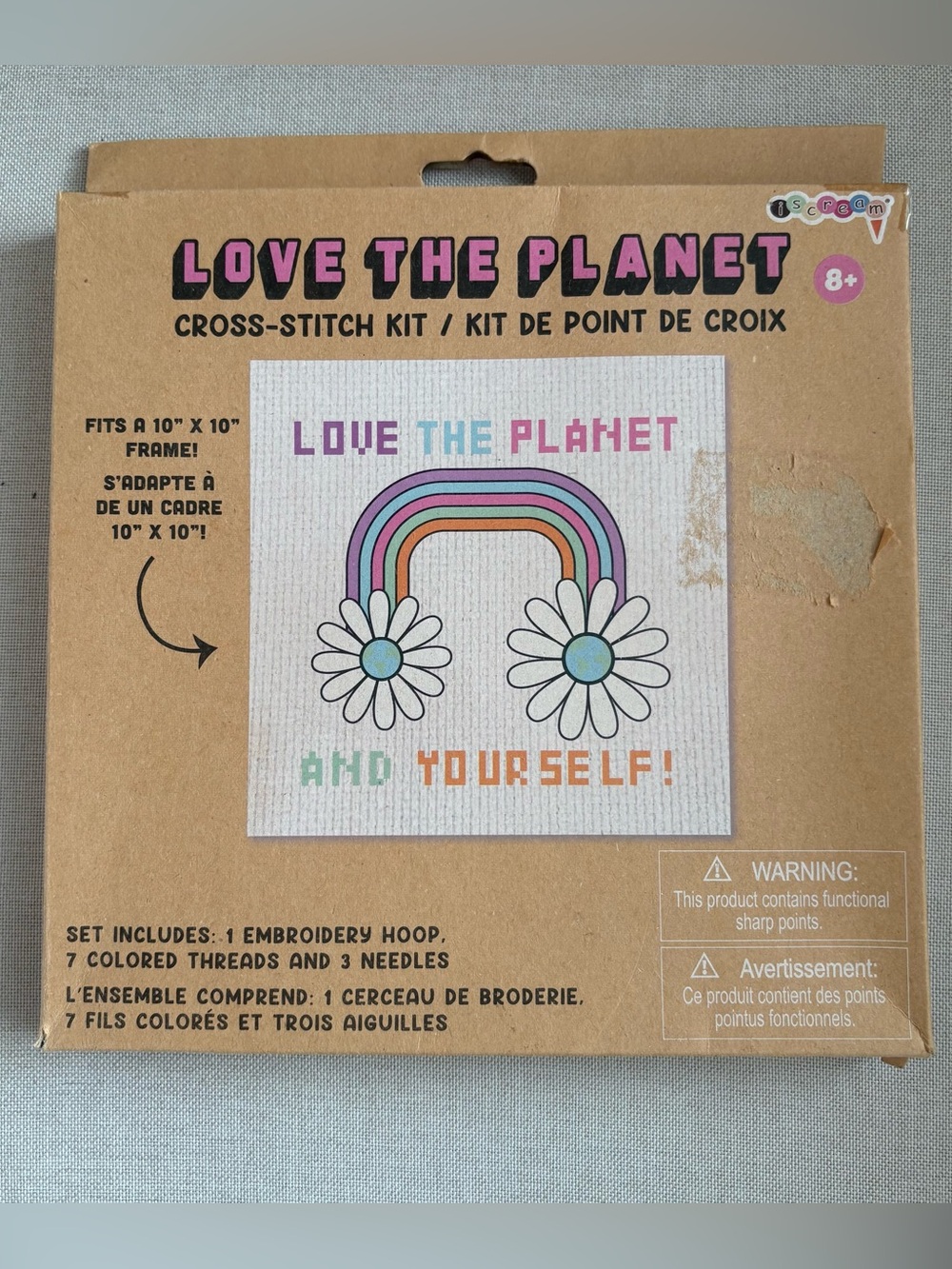 Love The Planet Cross-Stitch Kit - Rainbow Daisy Design